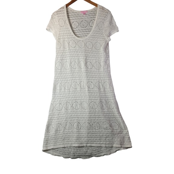 Lilly Pulitzer Dresses & Skirts - Lilly Pulitzer Paulette Resort Crochet Sweater Dress L Cruise Vacation Beach